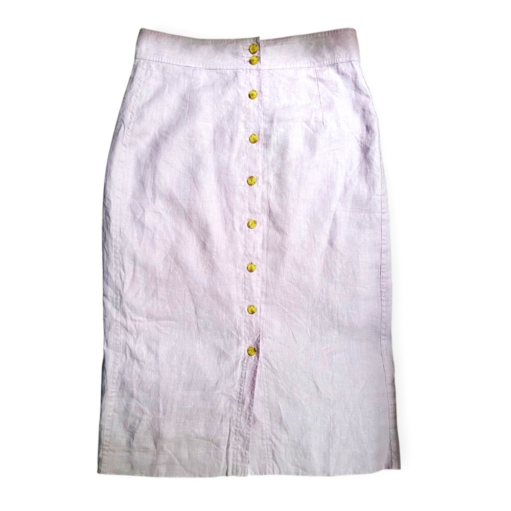 Everlane Lavender Button-Front linen Midi Skirt